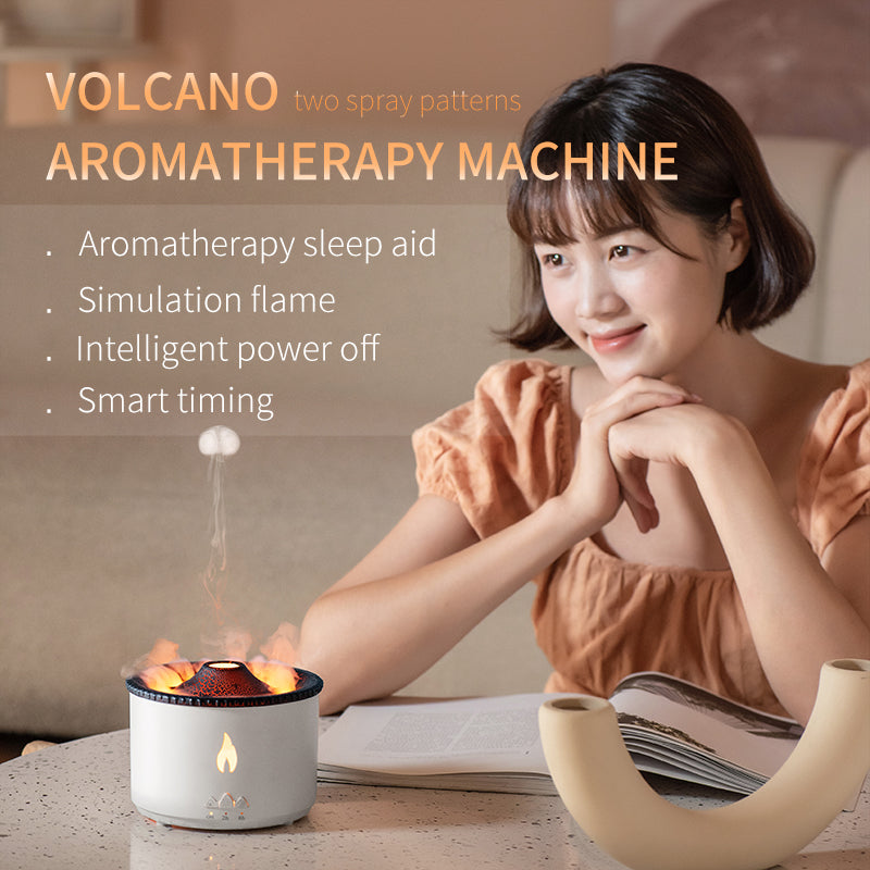 Jellyfish Flame And Blue Volcano Humidifier Air Diffuser Portable Flame Oil Essential