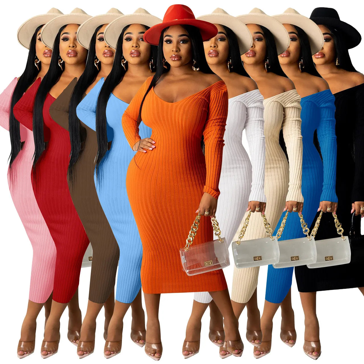 Women Dress V Neck Sexy
