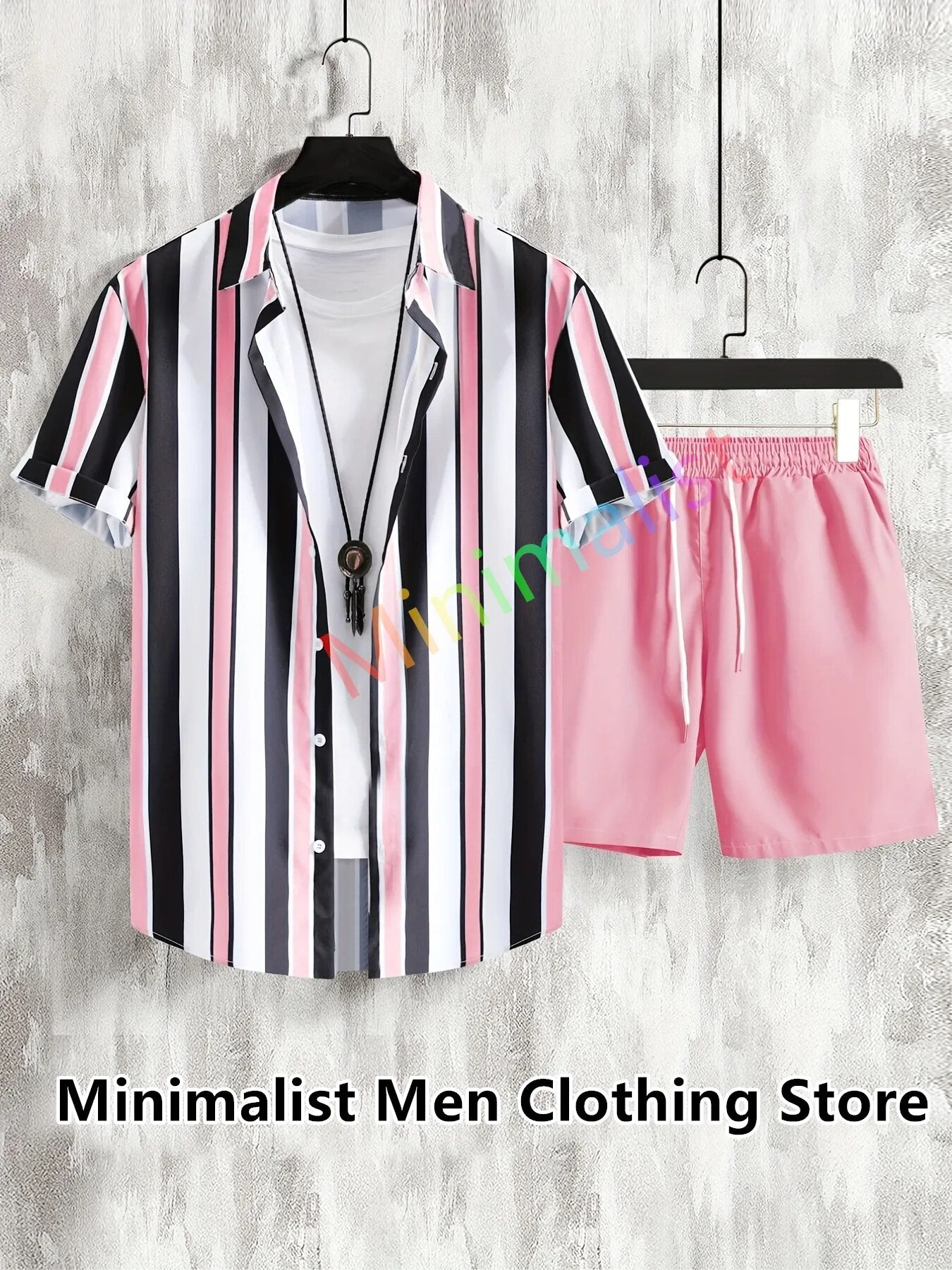 Shirt Beach Two Piece Outfits Men Sets