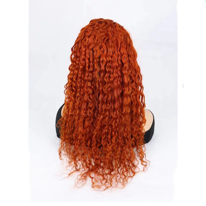 Simple And Casual Water Wave Orange Wig