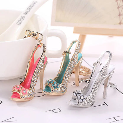 High Heel Shoe Keychain Rhinestone Crystal Purse Car Key Chain