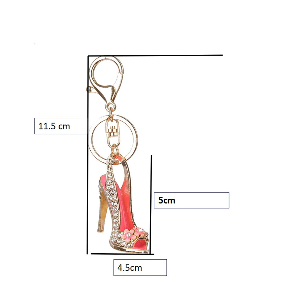 High Heel Shoe Keychain Rhinestone Crystal Purse Car Key Chain