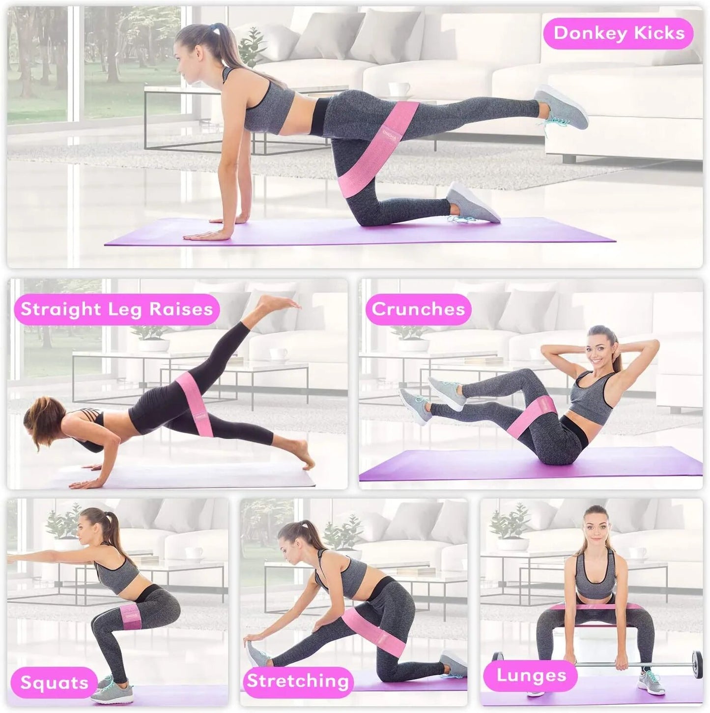 Band Workout Exercise for Legs Thigh Glute Butt Squat Non-slip Design