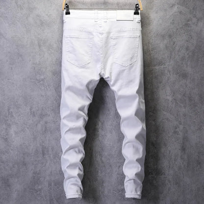 Jeans for Men Hip Hop Slim Skinny White