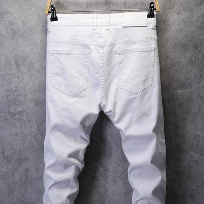 Jeans for Men Hip Hop Slim Skinny White