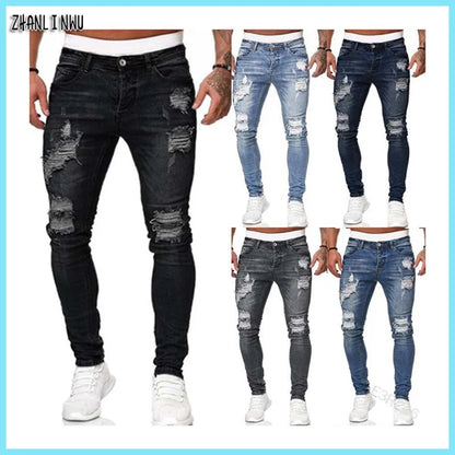 Fashion Jeans Men Skinny Slim Fit Blue