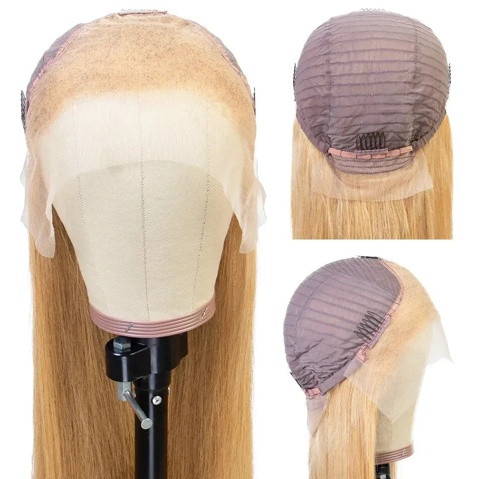 Honey Blonde 13X4 HD Lace Front Wig Human Hair Wig Transparent Straight