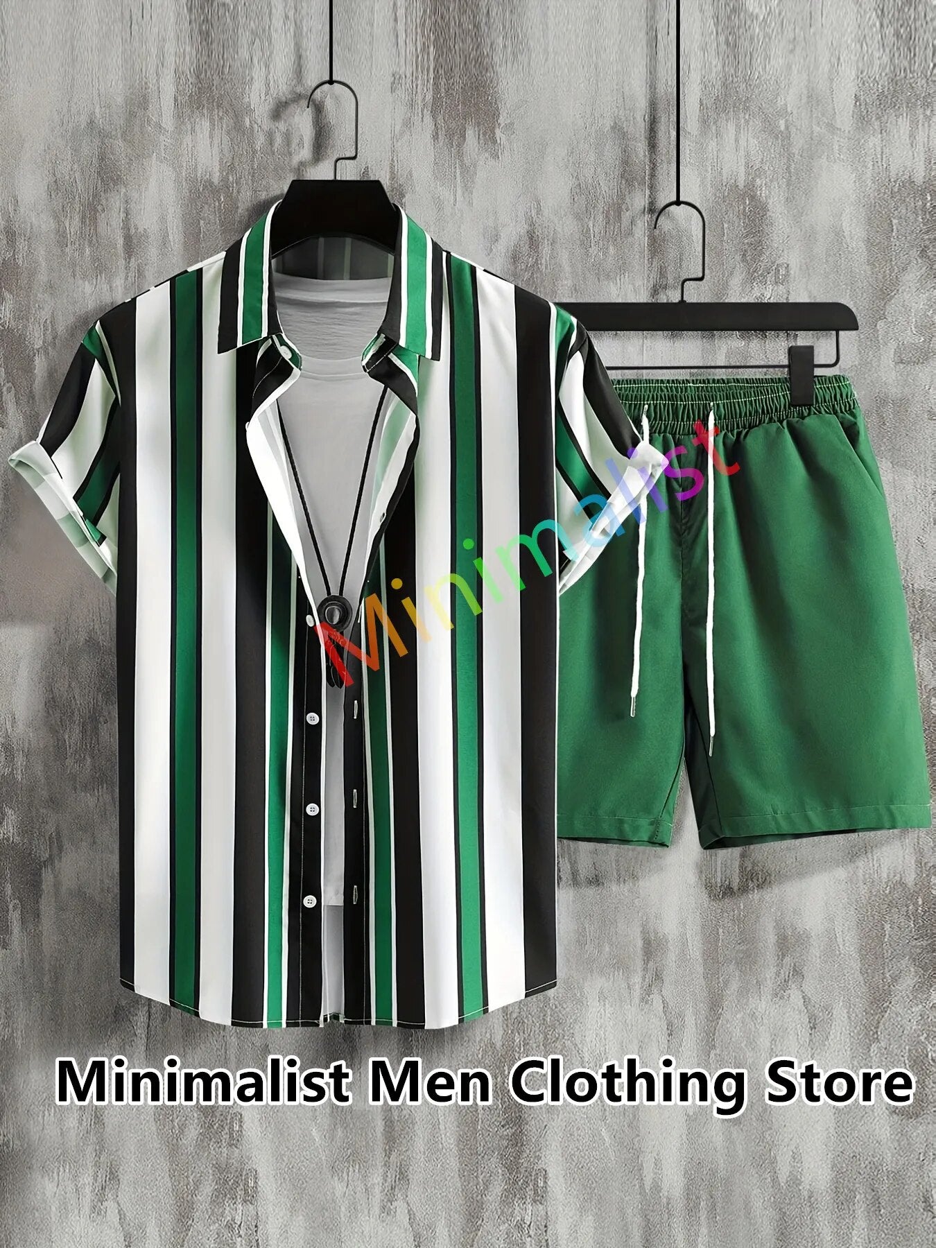 Shirt Beach Two Piece Outfits Men Sets