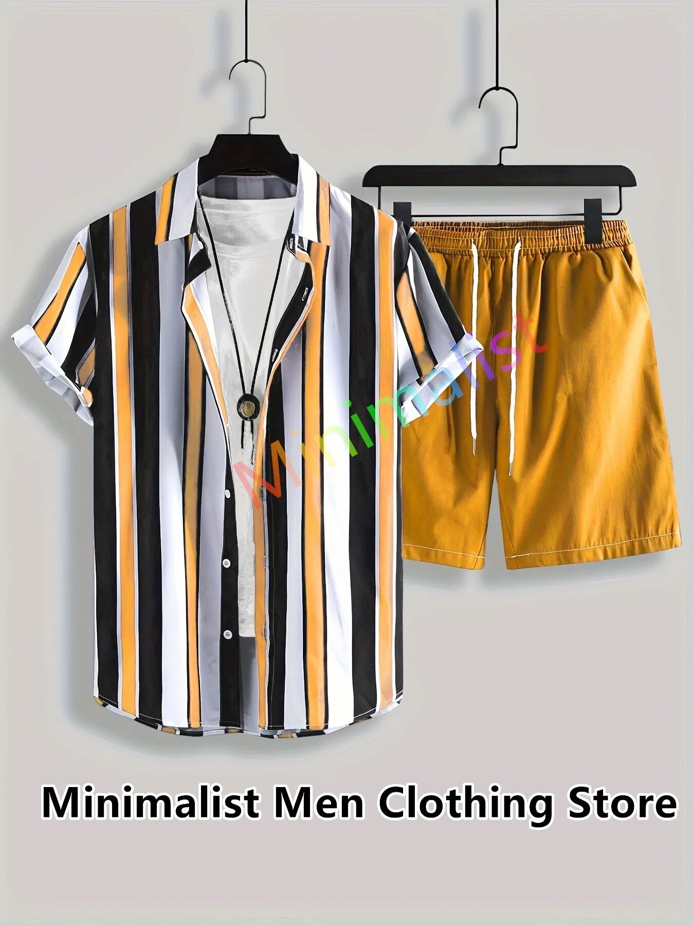 Shirt Beach Two Piece Outfits Men Sets