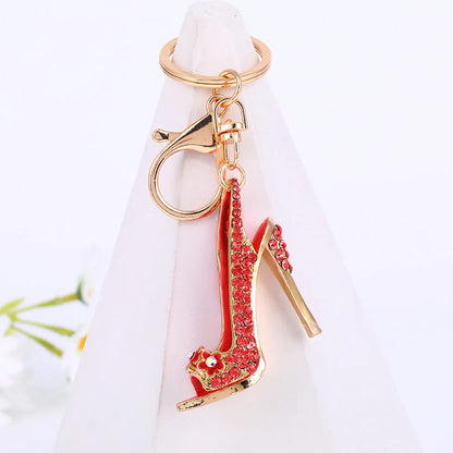 High Heel Shoe Keychain Rhinestone Crystal Purse Car Key Chain