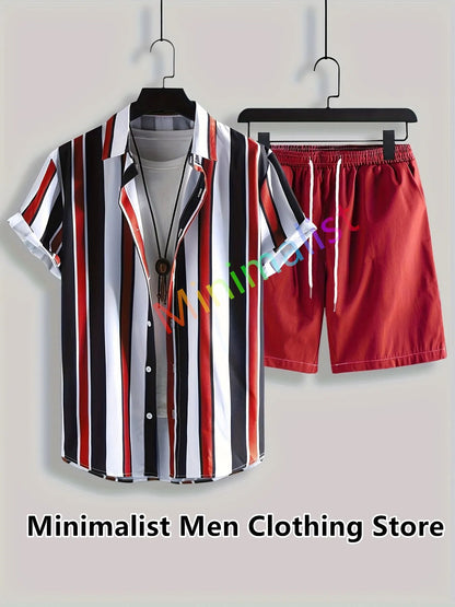 Shirt Beach Two Piece Outfits Men Sets