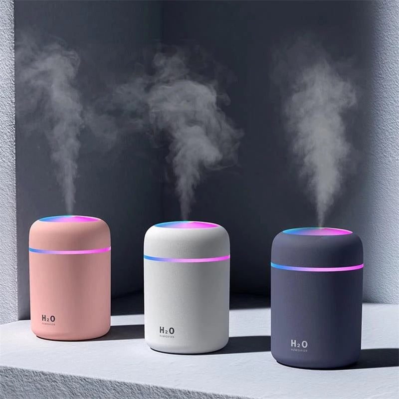 USB Cool Mist Sprayer Portable Electric Air Humidifier Oil Diffuser with Colorful Night Light for Home Car