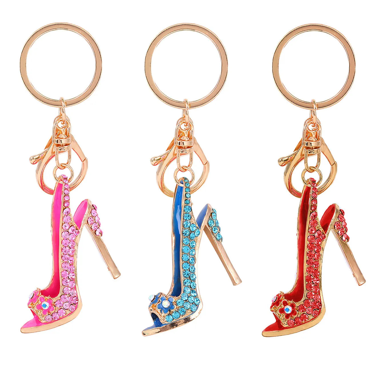 High Heel Shoe Keychain Rhinestone Crystal Purse Car Key Chain