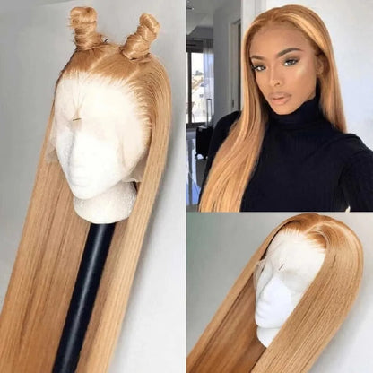 Honey Blonde 13X4 HD Lace Front Wig Human Hair Wig Transparent Straight