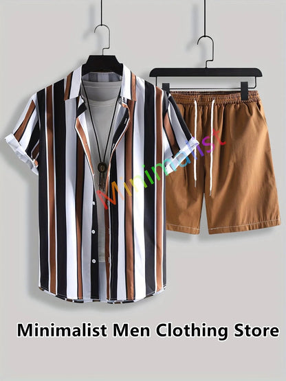 Shirt Beach Two Piece Outfits Men Sets